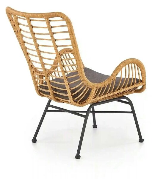 Fotoliu gradina IKARO, bej/gri, rattan sintetic/otel, 69x58x93x42 cm