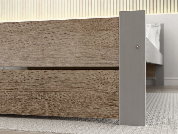 Pat IKAROS DOUBLE 160 x 200 cm, stejar sonoma/gri Saltea: fara saltea, Somiera: cu somiera din laturi