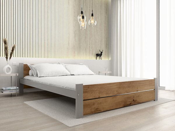Pat dublu IKAROS DOUBLE 180 x 200 cm, stejar artisan/gri Saltele: Fara saltea, Somiera pat: Cu lamele drepte
