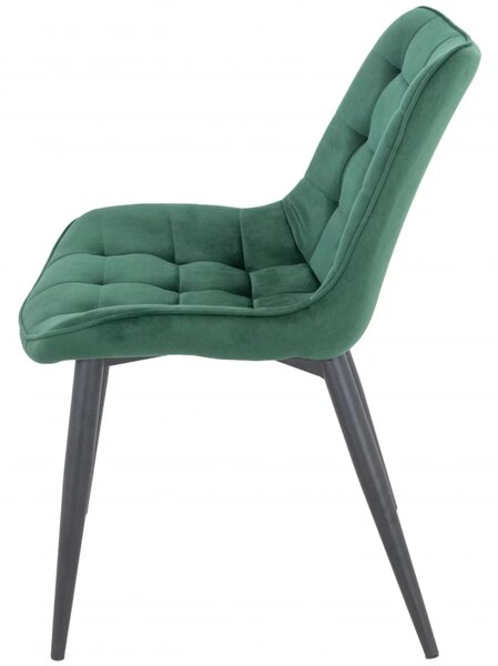 Set 4 scaune Osaka, DENVER, catifea verde, picioare metalice negre, 53x53x84 cm