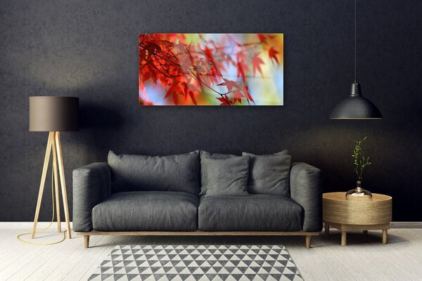 Tablou pe sticla Frunze Natura Red