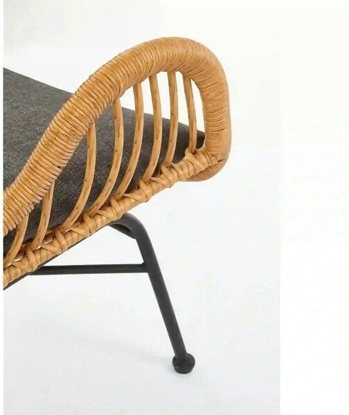 Fotoliu gradina IKARO, bej/gri, rattan sintetic/otel, 69x58x93x42 cm