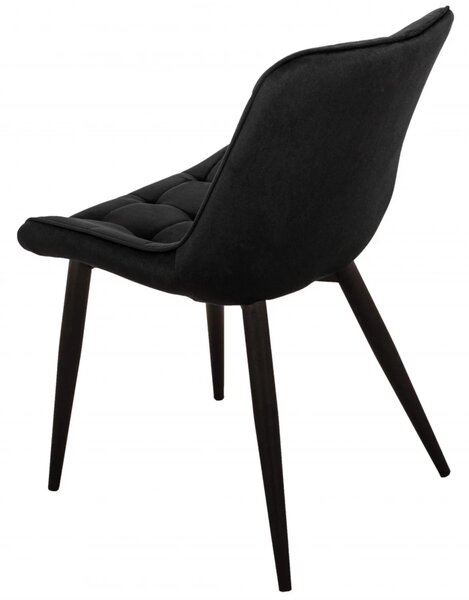 Set 4 scaune Osaka, DENVER, catifea neagra, picioare metalice negre, 53x53x84 cm