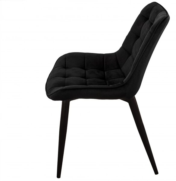 Set 4 scaune Osaka, DENVER, catifea neagra, picioare metalice negre, 53x53x84 cm