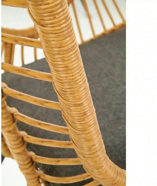 Fotoliu gradina IKARO, bej/gri, rattan sintetic/otel, 69x58x93x42 cm