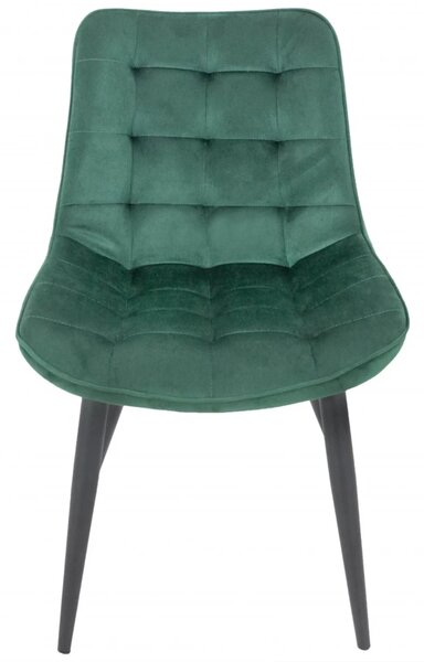 Set 4 scaune Osaka, DENVER, catifea verde, picioare metalice negre, 53x53x84 cm