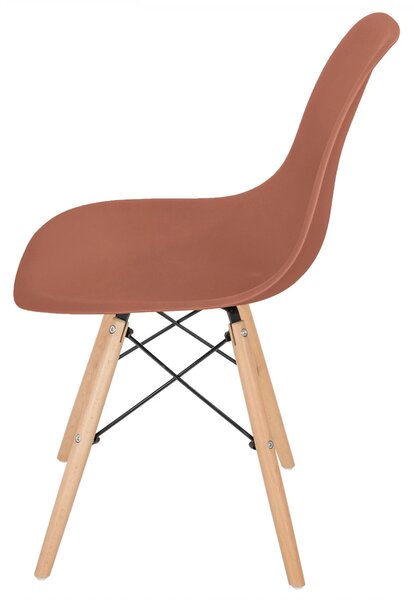 Set 2 scaune Malmo, DENVER, sezut tip scoica cappuccino, picioare lemn, 46x54x80 cm