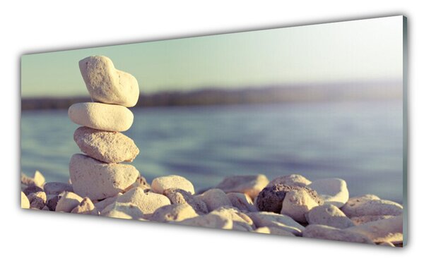 Panou sticla bucatarie Pietre Art White