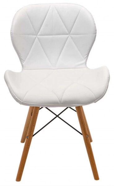 Set 4 scaune Oslo, DENVER, piele ecologica alba, picioare lemn, 48x39x74 cm