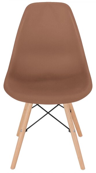 Set 2 scaune Malmo, DENVER, sezut tip scoica cappuccino, picioare lemn, 46x54x80 cm