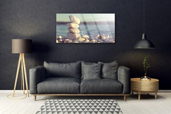 Tablou pe sticla Pietre Art White