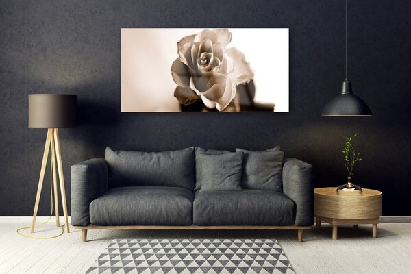 Tablou pe sticla Rose Floral Sepia