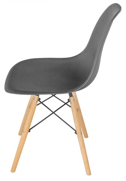 Set 6 scaune Malmo, DENVER, sezut tip scoica negru, picioare lemn, 46x54x80 cm