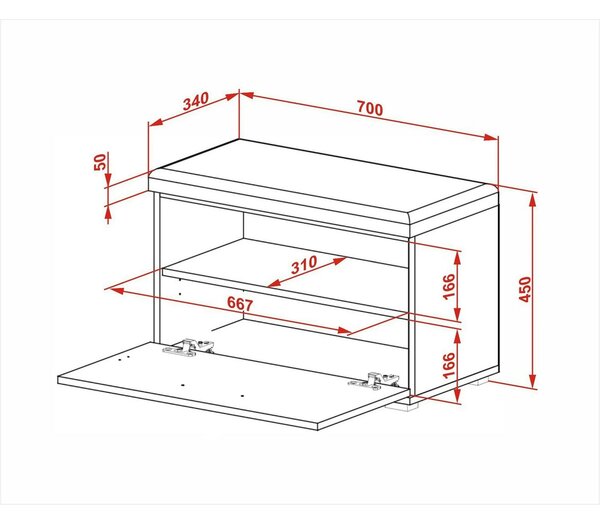 Pantofar LIMA ST2, gri/stejar sonoma, PAL laminat, 70x32x45 cm