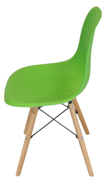 Set 2 scaune Malmo, DENVER, sezut tip scoica verde, picioare lemn, 46x54x80 cm