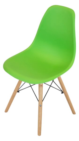 Set 2 scaune Malmo, DENVER, sezut tip scoica verde, picioare lemn, 46x54x80 cm