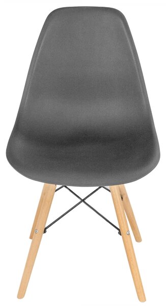 Set 6 scaune Malmo, DENVER, sezut tip scoica negru, picioare lemn, 46x54x80 cm