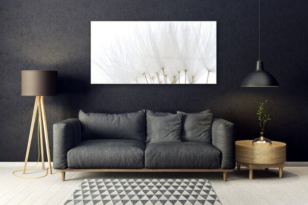 Tablou pe sticla Flori Floral alb