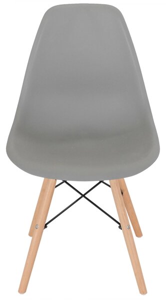 Set 8 scaune Malmo, DENVER, sezut tip scoica gri, picioare lemn, 48x54x80 cm
