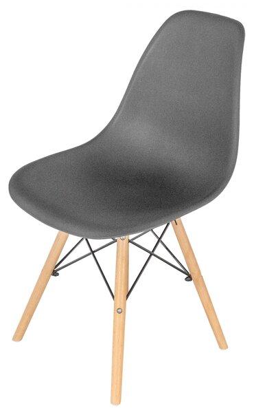 Set 6 scaune Malmo, DENVER, sezut tip scoica negru, picioare lemn, 46x54x80 cm