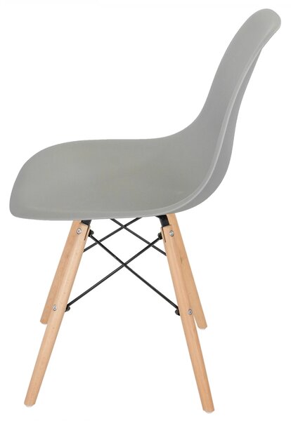 Set 8 scaune Malmo, DENVER, sezut tip scoica gri, picioare lemn, 48x54x80 cm