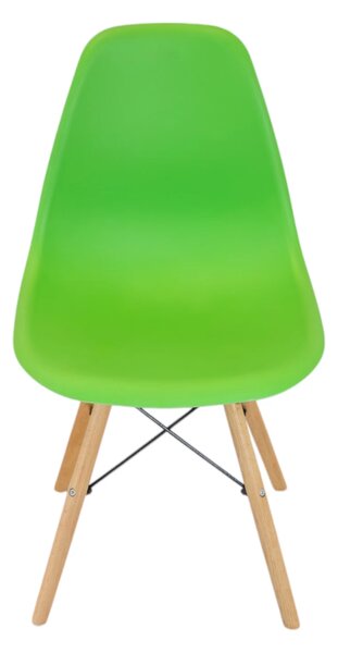 Set 2 scaune Malmo, DENVER, sezut tip scoica verde, picioare lemn, 46x54x80 cm