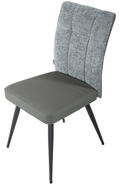 Set 6 scaune Tivoli, DENVER, piele ecologica antracit si stofa gri, picioare metalice negre, 46x56x96 cm