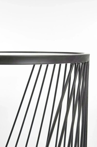 Set 2 masute cafea ANTILLA, transparent/negru, sticla/otel