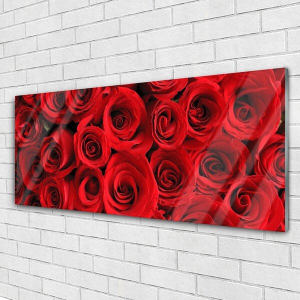 Tablou pe sticla Trandafiri Floral Red