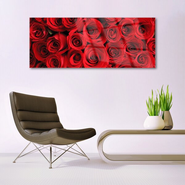 Tablou pe sticla Trandafiri Floral Red