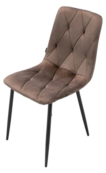Set 4 scaune Kobe, DENVER, catifea maro, picioare metalice negre, 43x55x84 cm