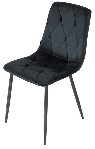 Set 4 scaune Kobe, DENVER, catifea neagra, picioare metalice negre, 43x55x84 cm