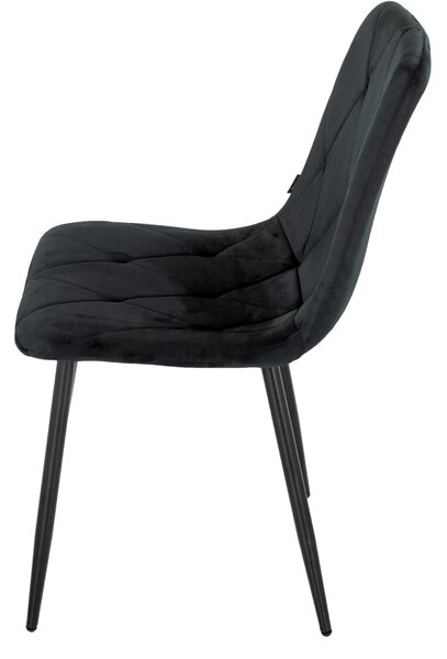Set 4 scaune Kobe, DENVER, catifea neagra, picioare metalice negre, 43x55x84 cm