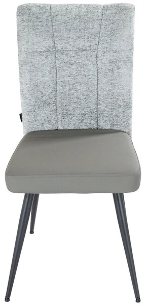 Set 6 scaune Tivoli, DENVER, piele ecologica antracit si stofa gri, picioare metalice negre, 46x56x96 cm