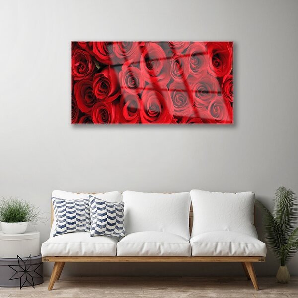 Tablou pe sticla Trandafiri Floral Red