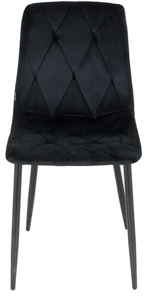 Set 4 scaune Kobe, DENVER, catifea neagra, picioare metalice negre, 43x55x84 cm