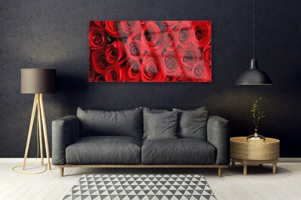 Tablou pe sticla Trandafiri Floral Red
