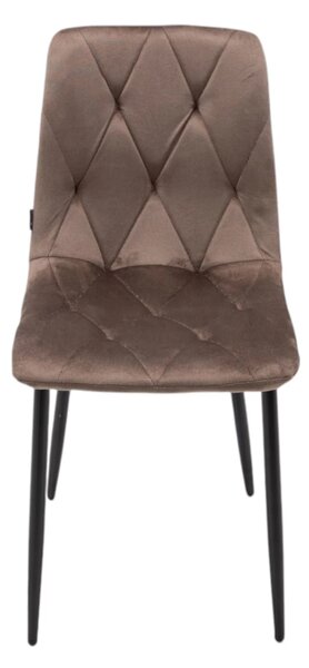 Set 4 scaune Kobe, DENVER, catifea maro, picioare metalice negre, 43x55x84 cm