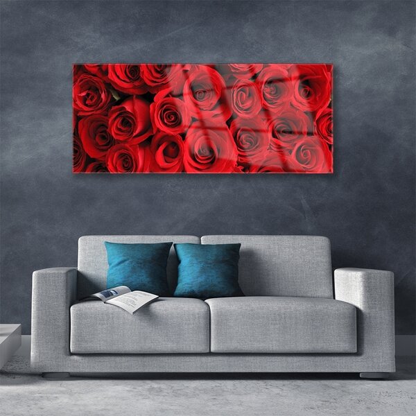 Tablou pe sticla Trandafiri Floral Red