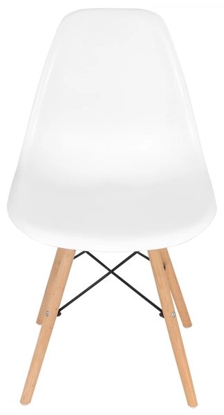 Set 2 scaune Malmo, DENVER, sezut tip scoica alb, picioare lemn, 46x54x80 cm