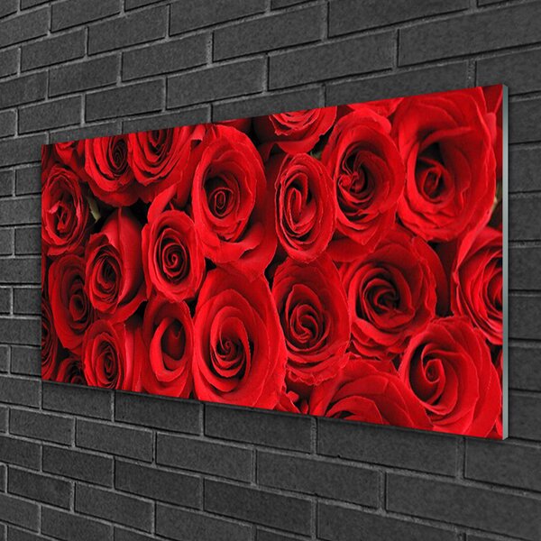 Tablou pe sticla Trandafiri Floral Red