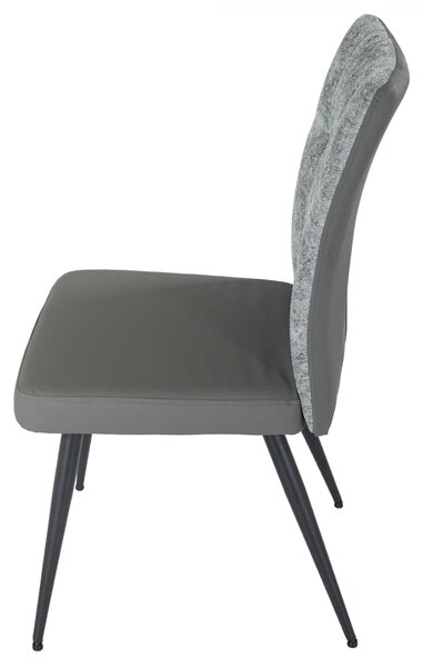 Set 6 scaune Tivoli, DENVER, piele ecologica antracit si stofa gri, picioare metalice negre, 46x56x96 cm