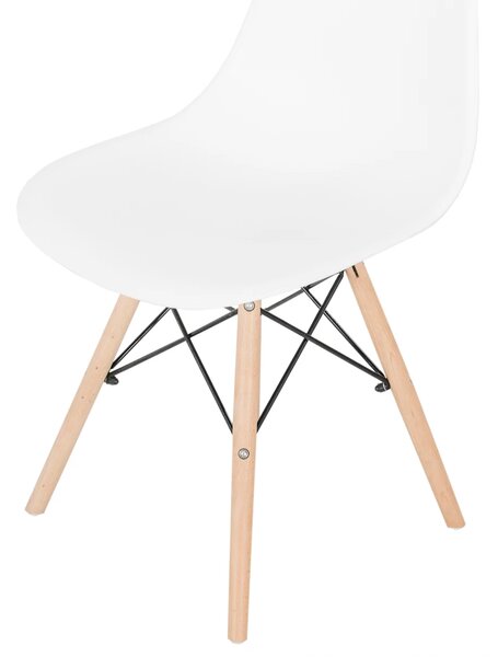 Set 2 scaune Malmo, DENVER, sezut tip scoica alb, picioare lemn, 46x54x80 cm