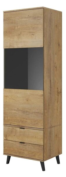 Vitrina NEST W-2, stejar, PAL furniruit/sticla, 60x45x192 cm