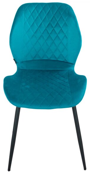 Set 4 scaune Goteborg, DENVER, catifea turcoaz, picioare metalice negre, 48x58x86 cm