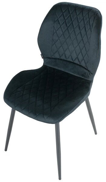 Set 4 scaune Goteborg, DENVER, catifea neagra, picioare metalice negre, 48x58x86 cm