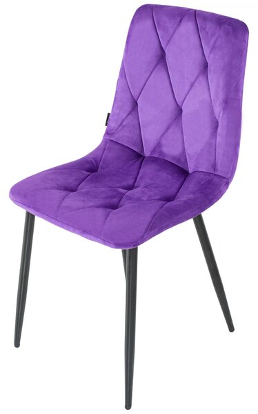 Set 2 scaune Kobe, DENVER, catifea mov, picioare metalice negre, 43x55x84 cm