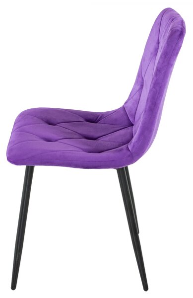 Set 2 scaune Kobe, DENVER, catifea mov, picioare metalice negre, 43x55x84 cm