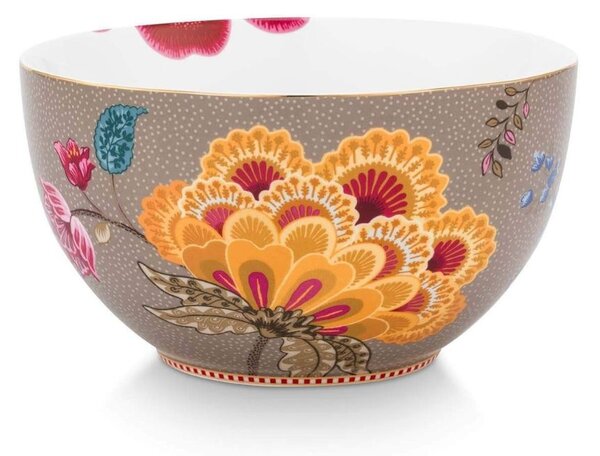 Bol din porțelan, Pip Studio, Khaki, 18 cm, colecția Blooming Tales