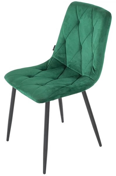 Set 4 scaune Kobe, DENVER, catifea verde, picioare metalice negre, 43x55x84 cm